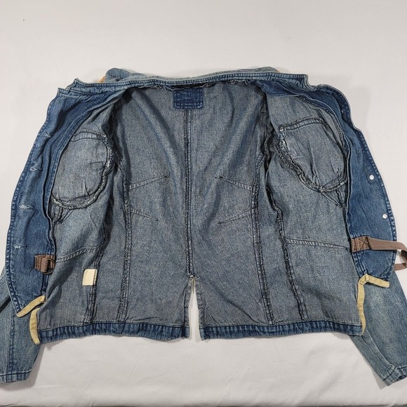 BOHO Anthropologie Jean Jacket Azel Hazel Hazel Hazel Haze Sz Small - Picture 8 of 9